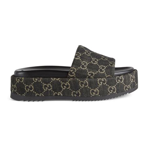 gucci platform slides black